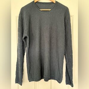 Armani Collezioni Blue Ribbed Silk Wool Cashmere Asymmetric Sweater LUXE Men’s L